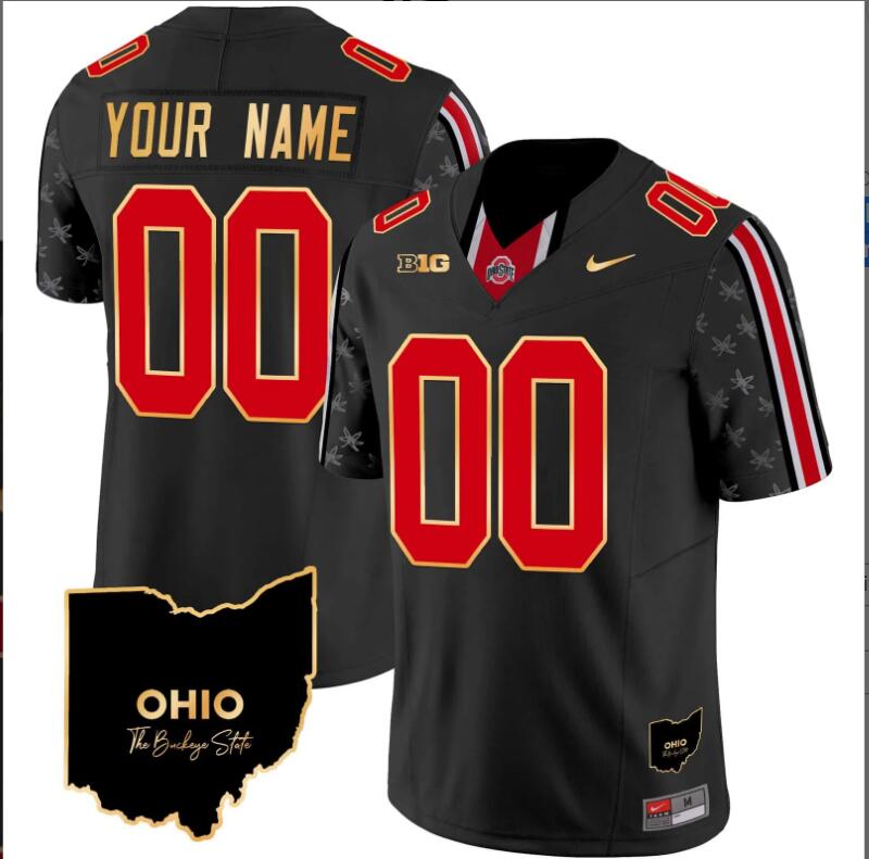 Men Ohio State Buckeyes 2024 Home Patch Gold Trim Vapor Limited Custom NCAA jerseys